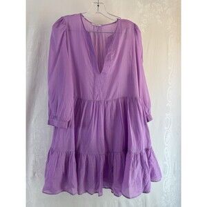 Xetra Lavender Purple Flowly Blouse Size 42 100% Cotton Italy
